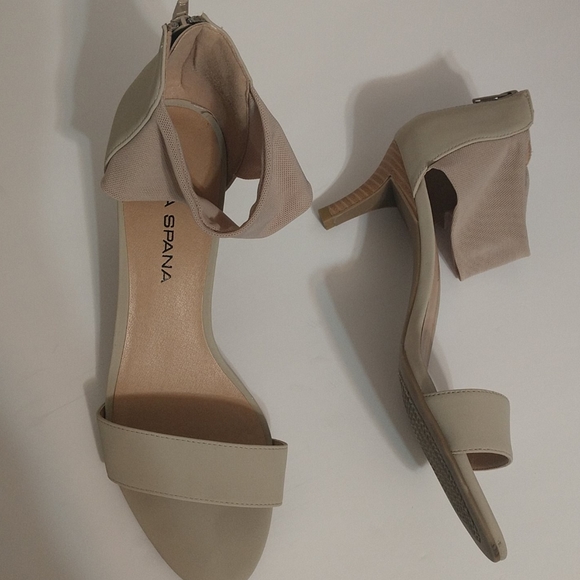 Moda Spana Meg Nude Mesh Cream Heels 9.5